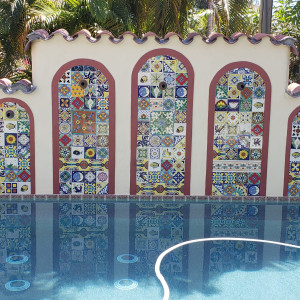 Miami Beach, FL New Construction, Custom Water Feature, Wall with 5 spouts Miami Beach, FL New Construction