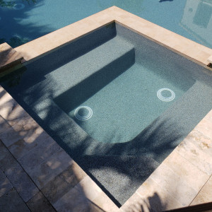 Miami Beach, FL New Construction, 6.5'x6.6' infinity spa Noche Travertine Miami Beach, FL New Construction