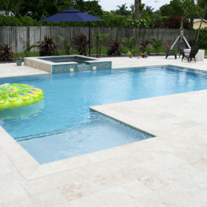 Palmetto Bay, FL New Pool Construction 16'x32' Pool with Ivory Travertine Pavers Palmetto Bay, FL New Pool Construction